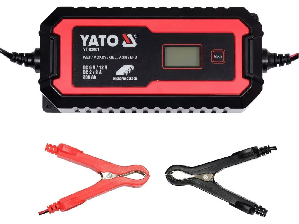 Csak ma YATO akkumulátor töltő kijelzővel 6V/2A, 12V/8A (YT-83001)