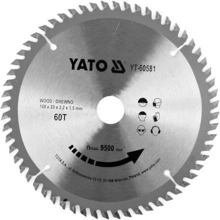Biztonságos vásárlás YATO Fűrésztárcsa fához 160 x 20 mm 60T (YT-60581)