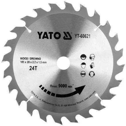 Vedd meg most YATO Fűrésztárcsa fához 185 x 20 x 1,5 mm / 24T (YT-60621)