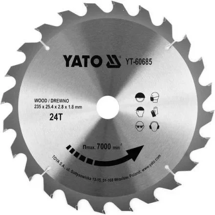 YATO Fűrésztárcsa fához 235 x 25,4 x 1,8 mm / 24T (YT-60685) Akciós ár