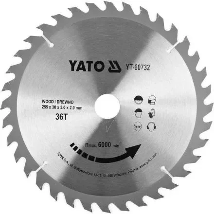 Bestseller YATO Fűrésztárcsa fához 255 x 30 x 2,0 mm / 36T (YT-60732)