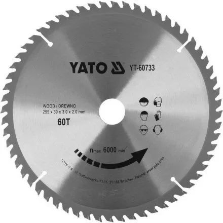 YATO Fűrésztárcsa fához 255x30mm 60T (YT-60733) Vásárlói kedvenc