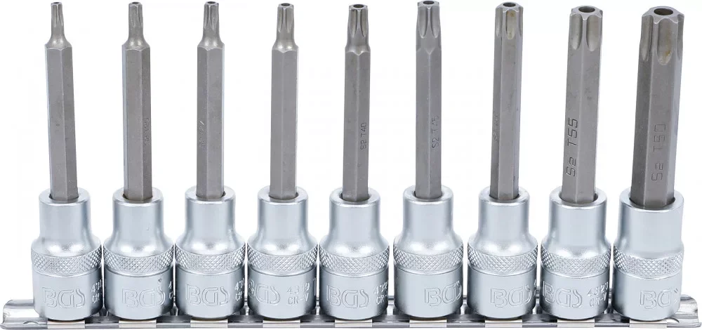 Árengedmény BGS technic Bitfej készlet, 1/2", T-profil (Torx) furattal, 9 darabos (5178)