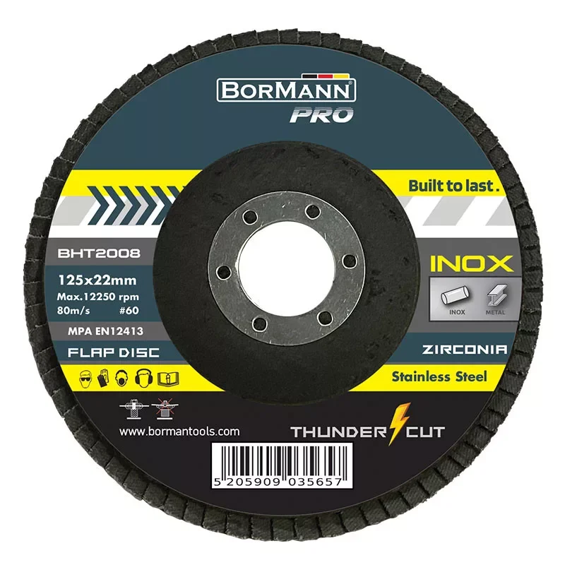Szezonális akció BORMANN Pro Lamellás korong 20db, "THUNDER-CUT", INOX 125x22 #60 (BHT2008-20)
