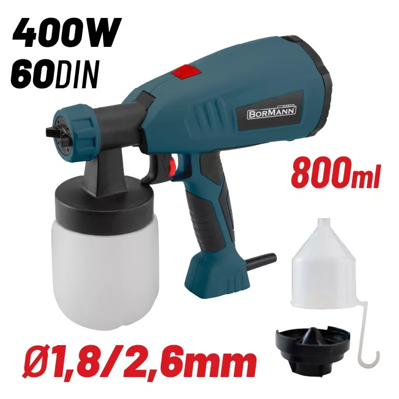 Szuper ajánlat BORMANN Lite elektromos HVLP FestékSZÓRÓ Pisztoly 400 W, 800 ml, 60 din, Φ1,8/2,6 mm (BPG8100)