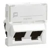 Árcsökkenés Legrand 076504 Program Mosaic RJ45 informatikai csatlakozóaljzat, 2xRJ 45 árnyékolatlan (UTP) Cat6, 2 modul széles, 45°-ban döntött aljzattal, fehér