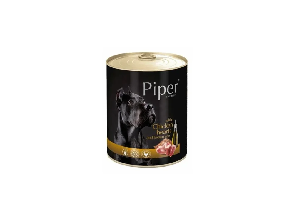 Prémium PIPER csirke szívvel és barna rizzsel, konzerv kutyáknak 800g