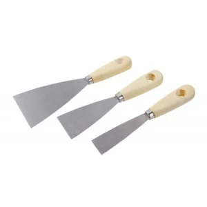 Vásárlói kedvenc Spatula készlet, acél, fa nyél, 3 db 30, 50, 80 mm