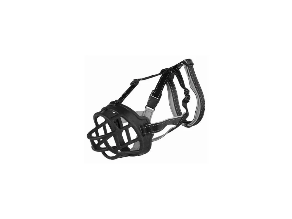 Gyors kiszállítás Szilikon szájkosár FLEX M 25 cm/fej max 19 cm fekete