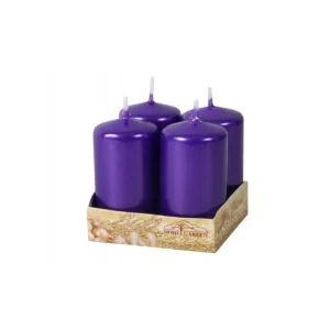 Adventi gyertya fémesen fényes d4x8cm 4 db Szezonális akció