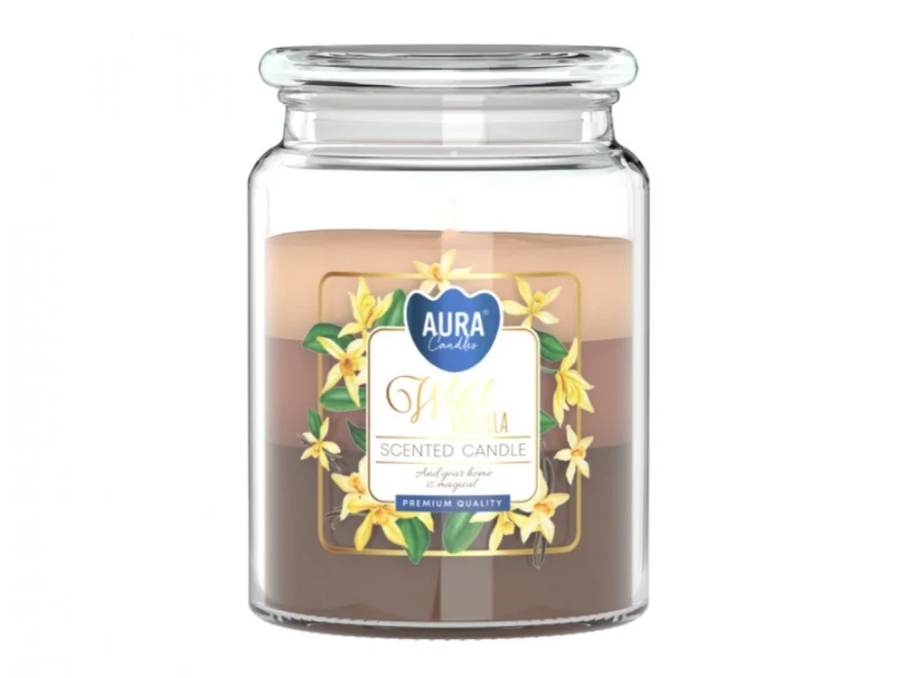 Gyertya üvegben RAINBOW WILD VANILLA illatú 500g Expressz kézbesítés