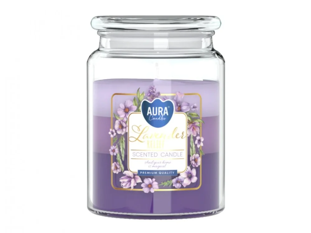 Illatos RAINBOW RELIEF LAVENDER üveggyertya 500g Népszerű