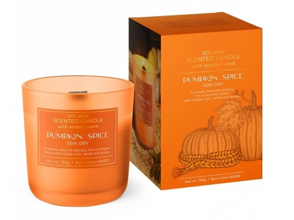 Gyertya kívül üvegben PUMPKIN SPICE-DRY 150g/üveg/csésze Utolsó esély