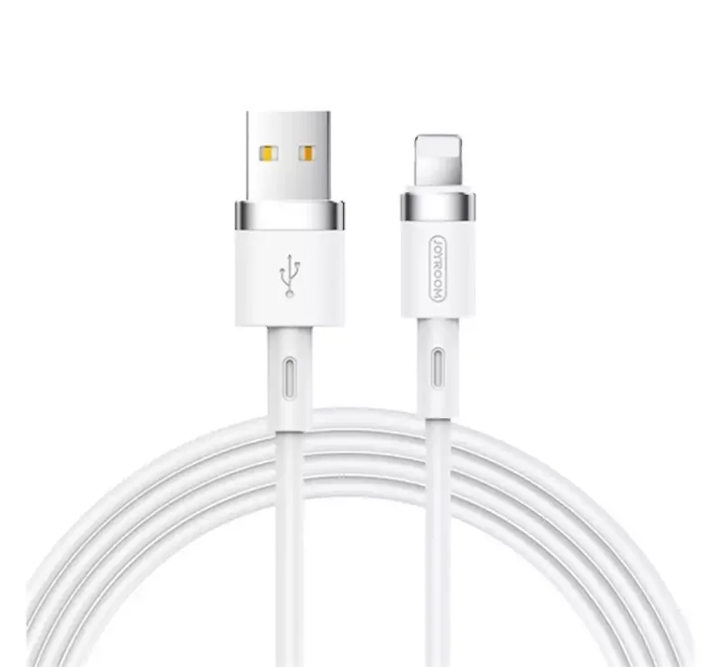 JOYROOM adatkábel (USB - lightning, 2.4A, gyorstöltő, 120cm, törésgátló) FEHÉR Vásárlói kedvenc