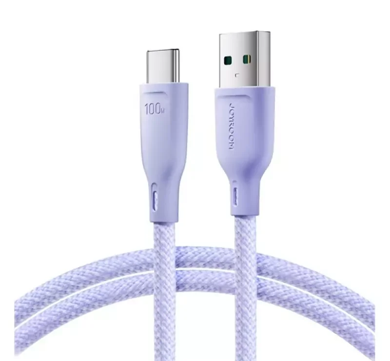 JOYROOM adatkábel (USB - Type-C, 100W, gyorstöltő, cipőfüző, 100cm) LILA Azonnal elérhető