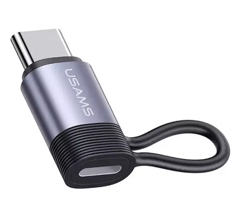 Usams AU17 adapter (Lightning aljzat - Type-C) FEKETE Újdonság