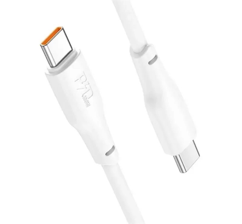 HOCO X93 adatkábel (Type-C - Type-C, 100W, 3A, PD gyorstöltő, törésgátló, 100cm) FEHÉR Gyors szállítás