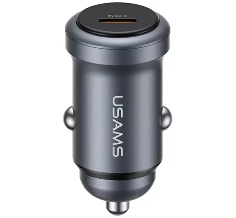 Alacsony ár Usams CC321 autós töltő Type-C aljzat (30W, PD gyorstöltő) SÖTÉTSZÜRKE