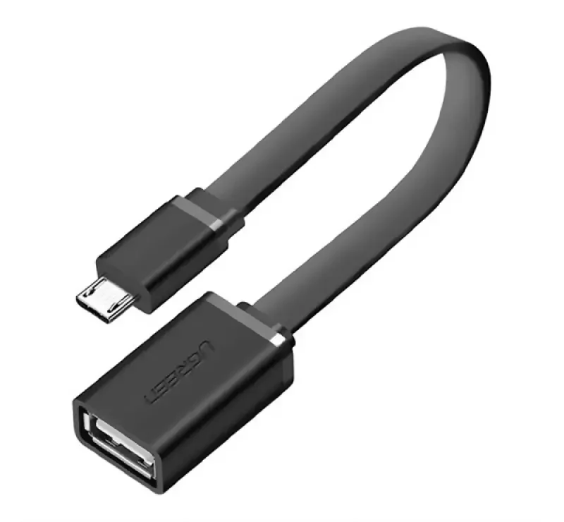 Biztonságos fizetés Ugreen adapter kábel (USB aljzat - microUSB, OTG, 15cm, lapos kábel) FEKETE
