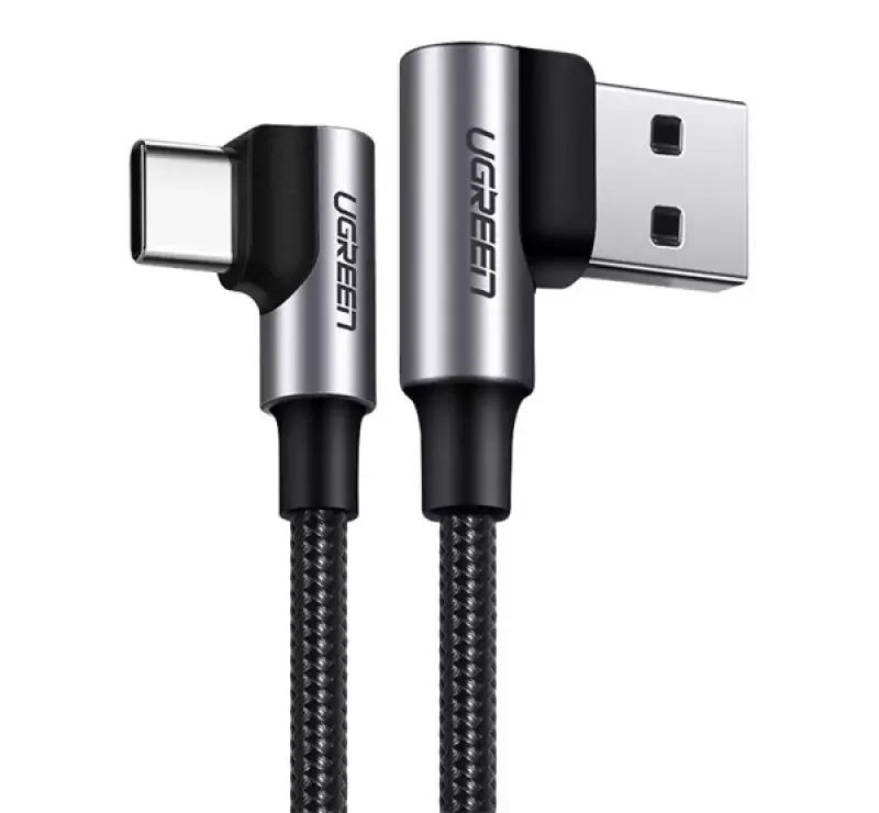 Ugreen US176 adatkábel (USB - Type-C, 3A, gyorstöltő 3.0, 100cm, 90 fokos, cipőfűző) SÖTÉTSZÜRKE Kihagyhatatlan ajánlat