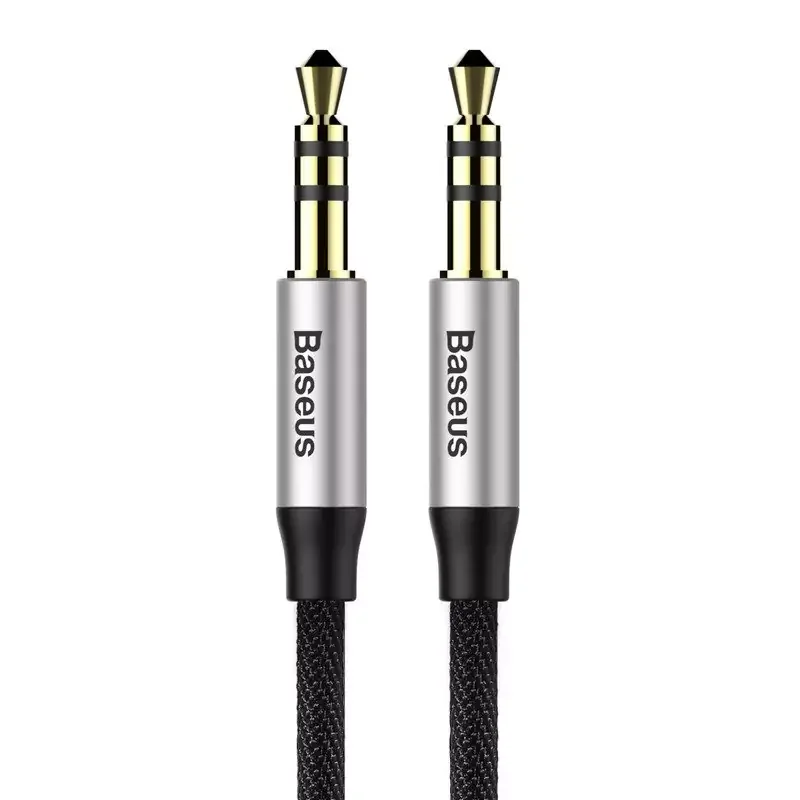 Olcsó Baseus Yiven audio kábel mini jack 3,5 mm AUX, 1m, fekete/ezüst (CAM30-BS1)