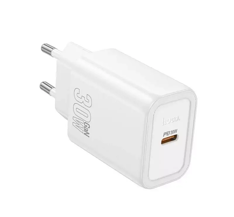 HOCO N62 hálózati töltő Type-C aljzat (30W, PD gyorstöltő 3.0) FEHÉR Szuper akció