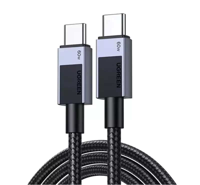 Újdonság Ugreen L524 adatkábel (Type-C - Type-C, 60W, PD gyorstöltő, cipőfűző, 100cm) SÖTÉTSZÜRKE