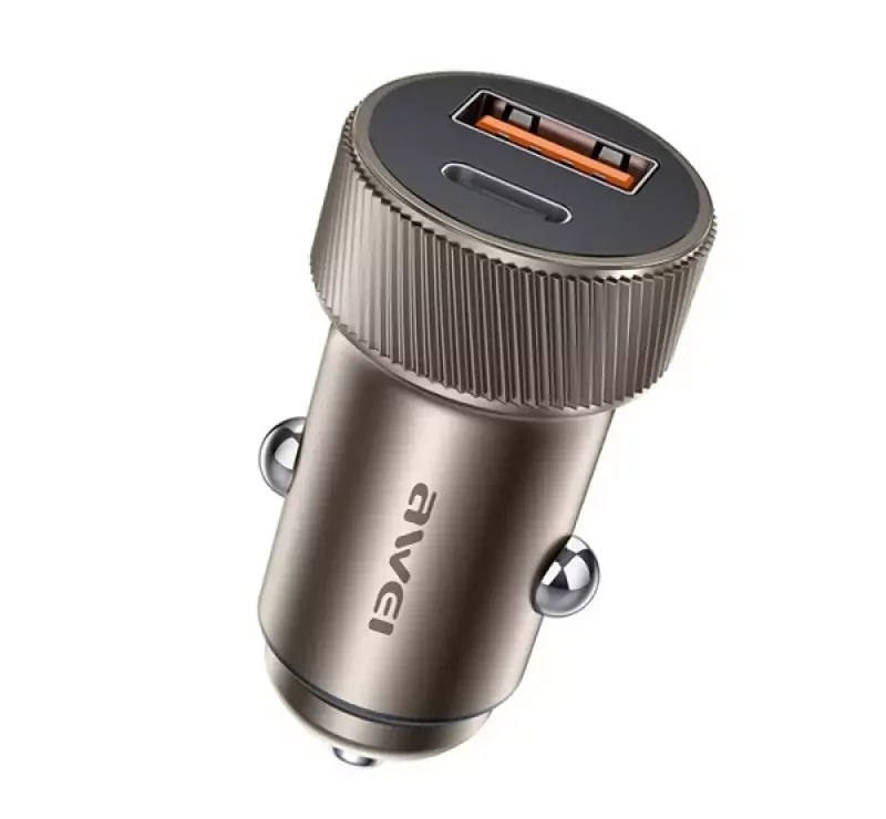 Awei C-857 autós töltő USB+Type-C aljzat (33W, PD gyorstöltő) BARNA Utolsó esély