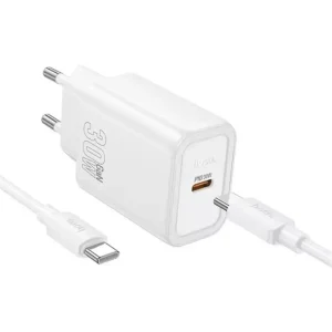Ajánlat HOCO N62 hálózati töltő Type-C aljzat (30W, PD gyorstöltő 3.0 + Type-C kábel) FEHÉR