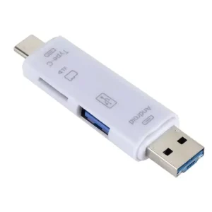 Ajánlat Adapter 5in1 (USB - microUSB - Type-C aljzat, microSD/pendrive olvasó, OTG) FEHÉR