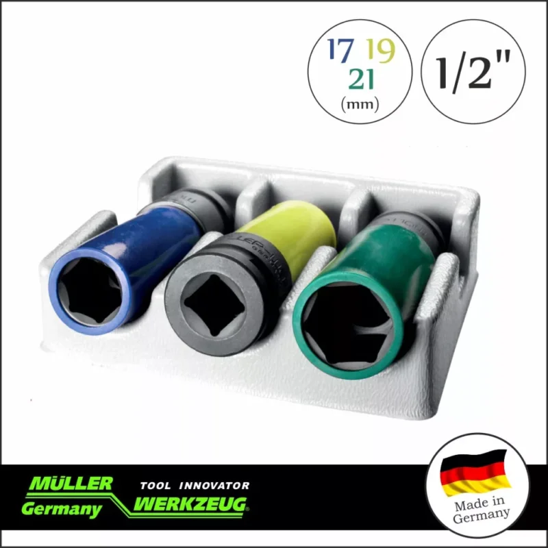 Ajánlat MLR-800 100 | Légkulcsfej készlet 1/2"3 db-os alufelnihez 17-19-21 mm - MÜLLER