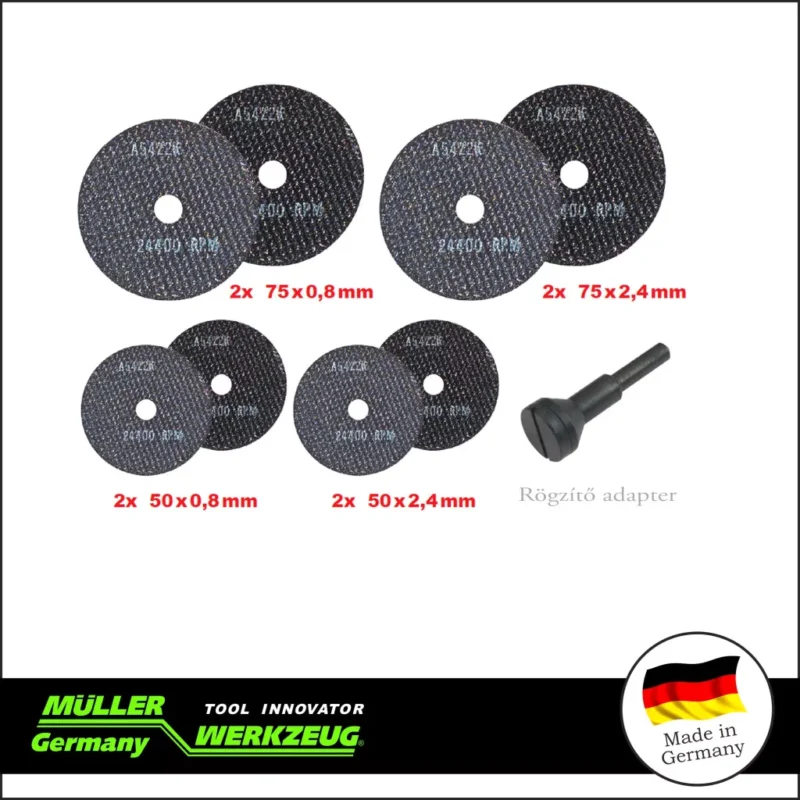 Ajánlat MLR-110 400 | Vágókorong készlet 10 mm Mini korong + adapter 9 db-os - MÜLLER
