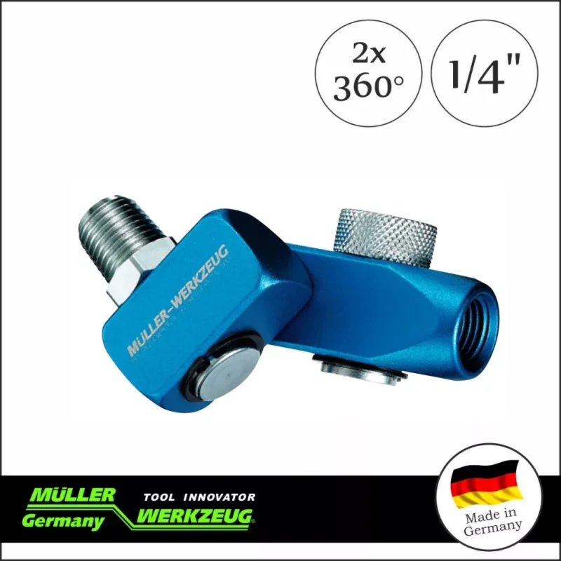 MLR-400 036 | Levegő csatlakozó adapter-forgós, szabályzós 2x360-fok 1/4" -MÜLLER Szuper akció