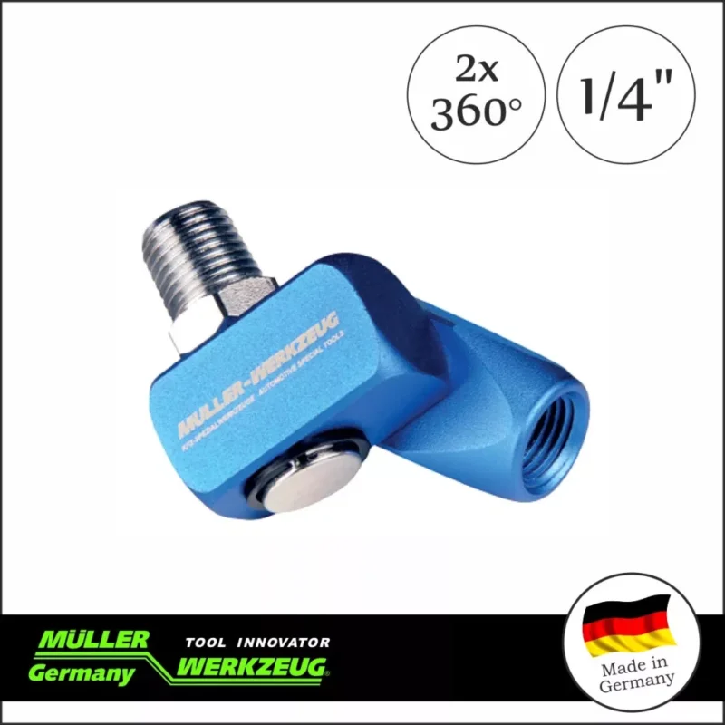MLR-400 035 | Levegő csatlakozó adapter-forgós, 2x360 Fok 1/4"- MÜLLER Gyors kiszállítás